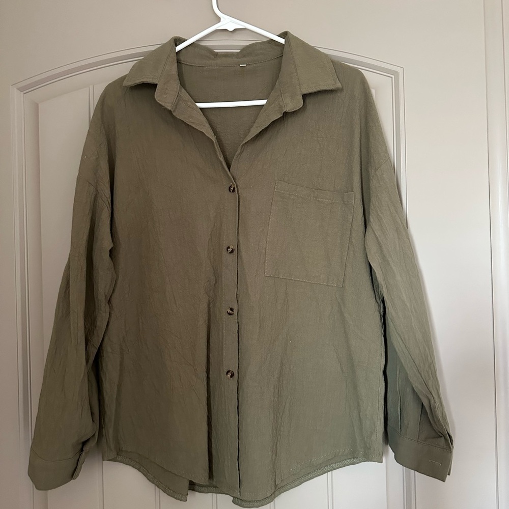 Olive Green Button Down Shirt